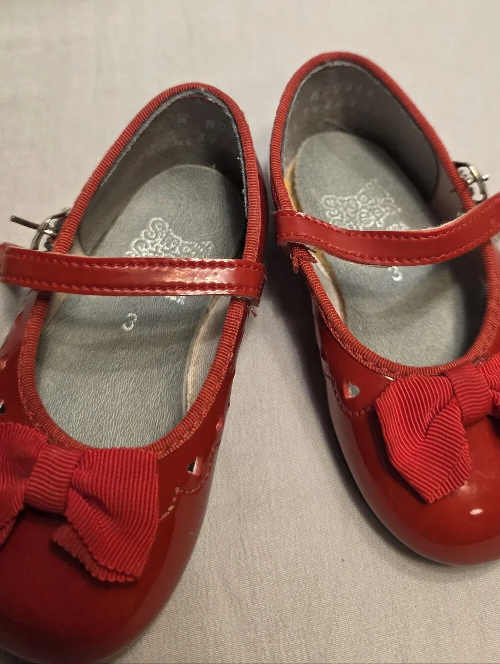 Red Patent Mary Janes with Bow Detailing Baby Shoes